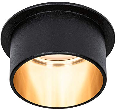 Paulmann 93378 LED Einbauleuchte Gil 3-Step-Dim Rund incl. 1 x 6 Watt Dimmbar, Gold Einbaustrahler Aluminium Spot 2700 K Coin, Schwarz Matt/Gold, 1er
