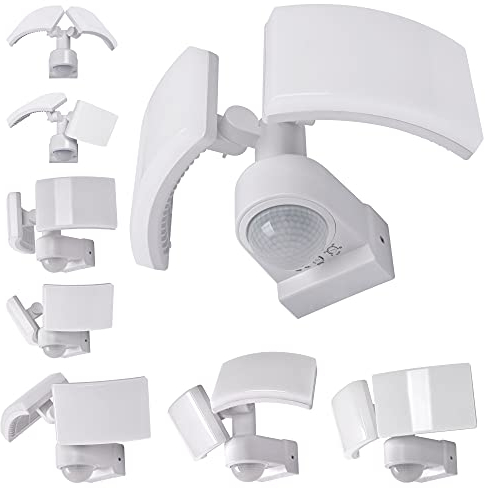 max K O M F O R T LED Außenwandleuchte mit Bewegungsmelder Fluter Weiß Schwenkbar | 40W Neutralweiß 4000K IP65 3200lm | Eckmontage | Steuerung bis 500W | SUN3200