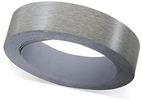 ben+camilla.com Selbstklebender Kantenumleimer | Alu Optik 19 mm x 5 m Rolle (matt glatt) | Kantenschutz zum Überkleben - wie Klebeband OHNE Bügeln | Premium Qualität für professionelle Ergebnisse
