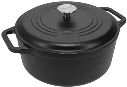 Victoria Horno Holandés Inducción Hierro Fundido Esmaltado 29cm, Cocotte 6,6L, sin PTFE ni PFOA, Apto para Fuego, Barbacoa, Horno, Vitrocerámica, Gas
