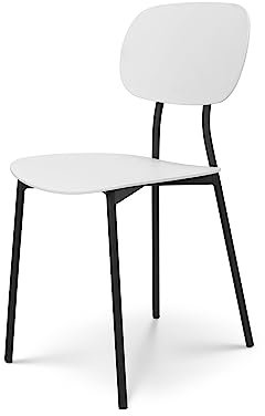Kosmi Sedia Stile contemporaneo Verde e gambe in Metallo Nero - Modello Lea (Bianco)