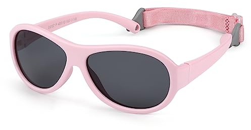 Hifot Baby Sonnenbrille Polarisierte Sportbrille für Jungen Mädchen,Neugeborene UV400 Schutz Flexible Kinder Sonnenbrille mit mit Verstellbarem Riemen 0-36 Monate