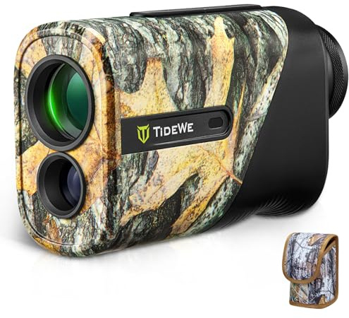 TIDEWE Hunting Rangefinder Mini with Rechargeable Battery, 875Y Laser Range Finder 6.5X Magnification, Distance/Angle/Speed/Scan Multi Functional Waterproof Rangefinder with Case (Leaf Camo)