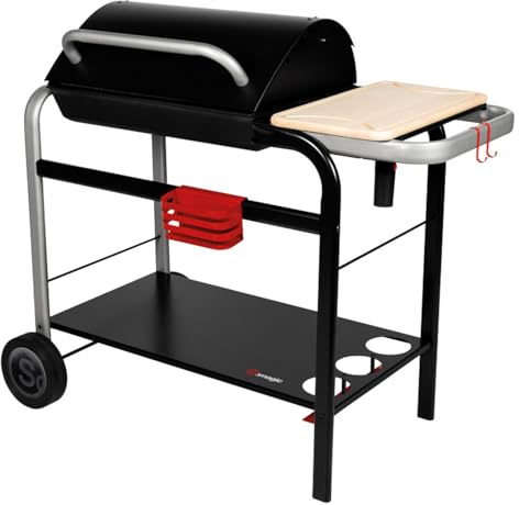 Barbecue à charbon Vulcano 2600, cuve en fonte, chariot, 10 convives