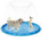 pecute Sprinkler Wasser-Spielmatte Splash(170 * 170 * 15cm), Sprinkler für Hunde Spritz wasserspiel Matte, Splash Pad mit rutschfeste einstellbare Wasserhöhe Blau,XL