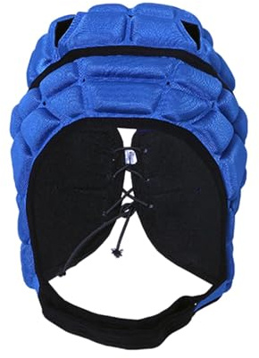 Casque de Rugby pour Enfants, Couvre-Chef de Football, Protection de Tête Souple et Rembourrée, Casque de Sport pour Jeunes Enfants, Couleur Bleu M