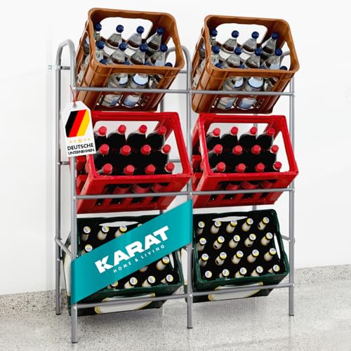 KARAT Cajas de almacenamiento para 6 cajas, estante para botellas, soporte para cajas de bebidas, para sótano, despensa, garaje de metal en gris, 96,5 x 32,5 x 115,5 cm (coheet)