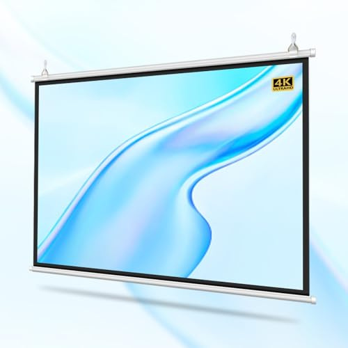 QTWLG 30 40 50 60 72 Projection Screen Manual Pull Down Projector Screen For Home Theater Indoor Outdoor HD 4K Movie Screen, Anti-Crease, Easy Roll Up(50 Inch (16:9))
