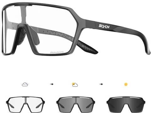 SCVCN Selbsttönend Fahrradbrille Photochromatische Herren Damen Klar Sportsonnenbrille Radsport Radfahren MTB Radbrille Laufen Volleyball Tennis Autofahren Angeln Softball Bergsteigen Golf Wandern 01