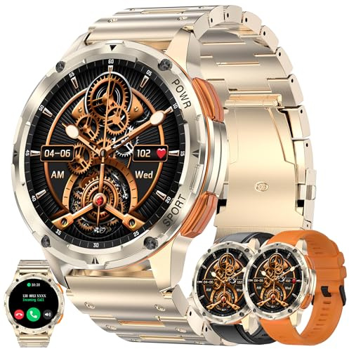MYSHUN Reloj inteligente AMOLED de 1,43 pulgadas para hombre con función de teléfono, 5 ATM, rastreador de actividad con más de 100 modos deportivos, podómetro, monitor de sueño, presión arterial