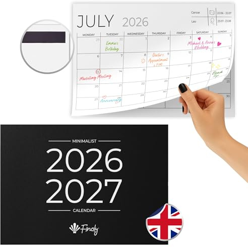 Finoly Magnetic Fridge Calendar from July 2026 to December 2027 (18 Months) A4 | Calendar 2026-2027 with Magnet | 18 Month Calendar 2026-2027