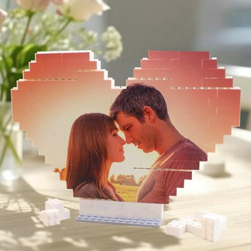 Puzzle Personnalisé Photo,Cadeau Personnalisée Coeur Saint Valentin Couple, Anniversaire Intéressant Love Cadeau pour Lui Elle Femelle Papa Noël,Cadre Photo Personnalisé 3D