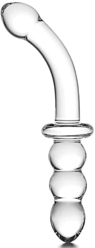 Pequeño Consolador Anal de Cristal, Delgado, Curvo,con Doble Punta, para Masajear,Juguete Sexual Anal para Hombres y Mujeres,Masturbación,Plug Anal para Pene, Apto para Hombres y Mujeres