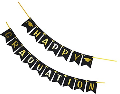 MUELODSIC Graduation Banner för Avslutningsfest Hållbar Flagga med Förstärkta Kanter Kreativ och Attraktiv Bunting för Vägg Fönster Dörr Inomhus och Användning