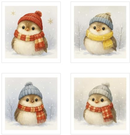 Edition Seidel Set di 8 (2 x 4) esclusivi biglietti natalizi quadrati di alta qualità, con busta, biglietti pieghevoli, biglietti di auguri, cartolina di Natale, Natale