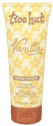 Tree Hut Whipped Shave Butter Vanilla, Hydrating & Nourishing Shave Cream with Shea Butter & Aloe, Smooth Glide for Silky Skin, Warm Cozy Scent, 7 Fl Oz