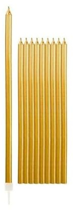 Candeline Stelo con Sostegno 15 cm Oro Confezione da 10 pezzi