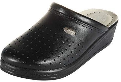 Dr Punto Rosso Medical Comfort 100SB Sabots Mules Chaussons Chaussures en Cuir Femme Dames, Noir, EU 36