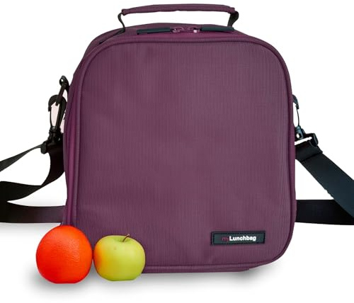 Bolsa Térmica Porta Alimentos 3,8l - Lunch Bag con 2 Tapers de Cristal de 0.57l y 0.84l, Bolsa Isotérmica de Cremallera Doble, Loncheras de Trabajo Impermeable para Oficina, Universidad, Picnic, Lila