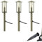 Dapo 3x LED-Edelstahl-Außen-Garten-Wege-Leuchte-Lampe VICO mit Erdspieß H: 48cm, Kunststoff-Schirm klar,i nkl. G4 LED 3 x 1,5W, IP44