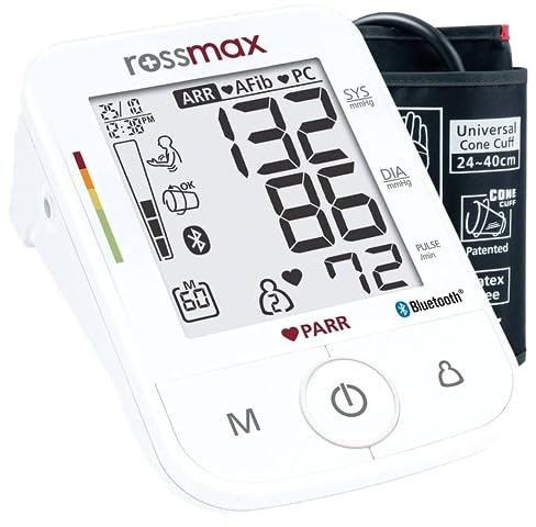 ROSSMAX X5 BT – Blutdruckmessgerät oberarm bluetooth - Automatisches und klinisch validiertes - Blood Pressure Monitor mit Grosse LCD-Anzeige - Erkennt AFib & PC - Unregelmäßige Herzschläge erkennen