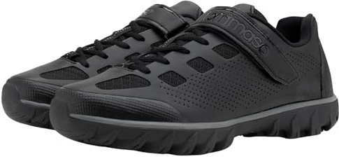Tommaso Roma Mountain Bike Shoes, Mens Cycling Shoes for Gravel, Trek & Road Bicycles—Essential Bike Accessories for MTB Mens Bicycle—SPD Cleats Not Installed—Firm Laces—Black—Size 9US—42EU