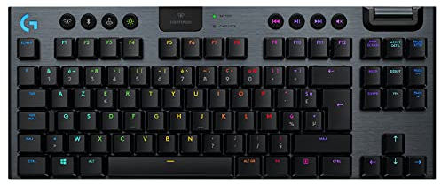 Logitech G 915 TKL Tenkeyless Lightspeed Mechanische Gamer-Tastatur, ultraflacher Switch GL Linear, RGB LightSYNC, Elegantes und schlankes Design, 40+ Stunden Spielzeit, Französisch AZERTY – Schwarz