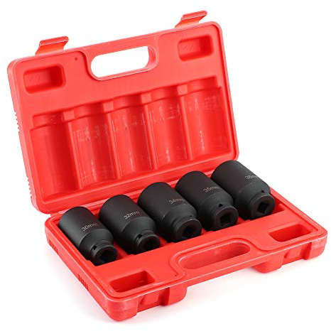 Juego 5 Llaves Vaso Impacto Profundo 12 Puntos 1/2 Pulgada Herramientas Aire Accesorios Reparación Industrial