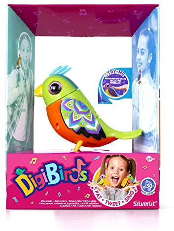 Silverlit DIGIBIRDS 88600 Single Pack by, interaktiver Vogel, pfeift und singt, reagiert auf Berührung und Stimme, Kinderspielzeug, zufälliges Muster, ab 5 Jahren
