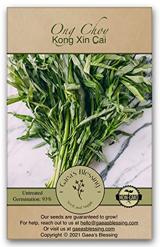 Gaea's Blessing Seeds - Ong Choy Seeds - Kong Xin CAI Kangkong - Non-GMO Seeds with Easy to Follow Planting Instructions 94% Germ Rate (Pack of 1)