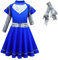 IBTOM CASTLE Halloween Costume for Kids Girls, Halloween Cosplay Long Sleeve Blue Dress with Gloves Carnival Outfits Birthday Party Fancy Dress Up 5-13 Years Royal Blue 12-13 Years