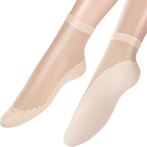 SATINIOR 20 Paires Chaussettes Transparentes Femme Chaussettes en Soie Antidérapantes Socquettes Transparentes(Nu)
