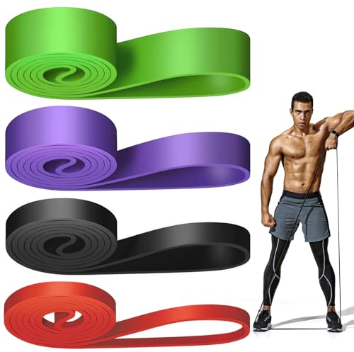 WuGU Bande Elastique Musculation (Lot de 4), 4 Niveaux de Résistance Élastique Musculation, Bandes de Résistance Élastique pour Sport, Pilates, Yoga, Musculation, Homme & Femme