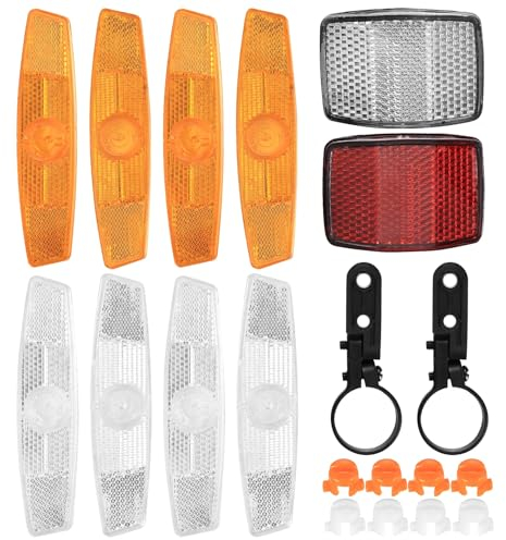 10 STK Fahrrad Reflektor Set, enthalten 8 STK Fahrrad Katzenaugen Speichenreflektoren und 2 STK Fahrrad Reflektoren Vorne Hinten, Fahrradspeichen für Kinder MTB Fahrrad Speichen Reflektoren