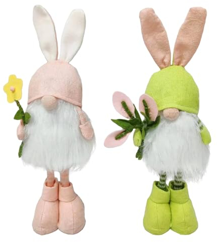 Bseical 2 Pezzi Gnomo Coniglio Decorazione Pasquale,Bambole con Gnomo di Pasqua,Gnomo Coniglio Bambola Fatta a Mano,Gnomo Coniglietto Pasquale per Feste di Pasqua,Regalo di Pasqua per Bambini