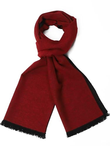 soul young Long Cotton Scarf for Men - Warm Fringe Plaid Scarves With Luxurious Gift Box(Black & Red)