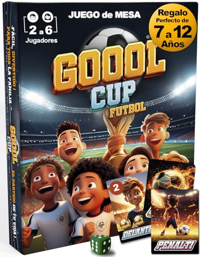 GOOOL CUP Juegos de Mesa de Fútbol para Niños 6 7 8 9 10 11 12 Años – Juego de Cartas Familiar – Regalo Futbol Niños y Niñas – 2 a 6 Jugadores – Ideal para Cumpleaños y Navidad