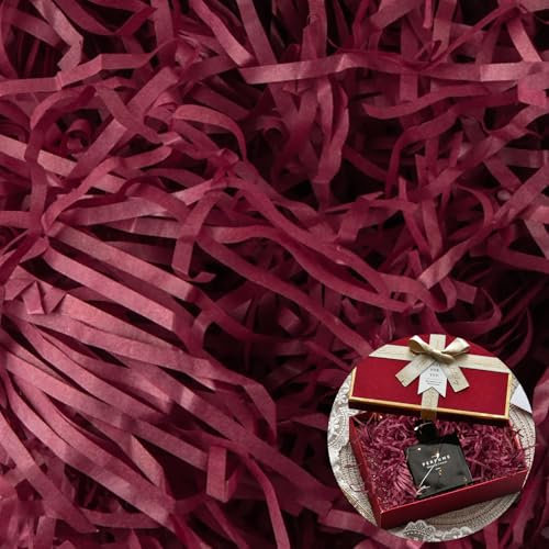 Carta Tagliuzzata, Hillylolly 200g Carta Velina Tagliuzzata per Imballaggio, Riempimento Pacco Regalo, Paglia per Cesti, Carta di Riempimento Per Decorazione Regalo e Protezione Regalo (Rosso porpora)