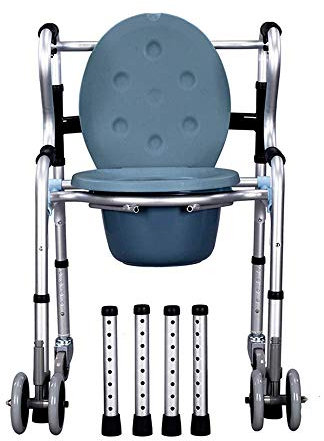 JKJZSALJ Rollator Pieghevole Leggero con Ruote, Rollator con Regolazione Dell'Altezza per Anziani/Sedia da Toilette/Sedia da Trasporto, Supporto 300 Libbre