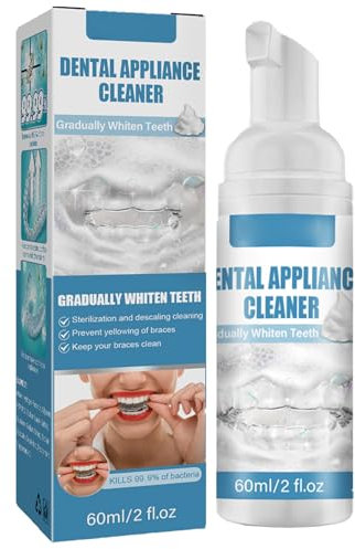 Limpiadoras para Dentaduras Postizas,Limpiadoras Para Ortodoncias y Férula Dental,Tabletas Limpiadoras de Retenedores,Limpieza Dentaduras Blanquear Dentaduras,Limpieza Dentaduras Elimina Manchas,60ML