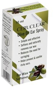 Ceruclear Olive Oil Ear Spray for Wax Removal 10ml Olive Oil Ear Wax Removal Spray for Excessive Hardened Ear Wax Natural Olive Oil Spray for Infections & Wax Softener Pack of 1 Natural Ear Cleaner