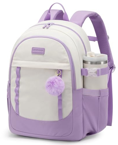 LOVEVOOK Schulrucksack Mädchen Teenager, Leichter School Bag Schultasche 15,6 Zoll Laptop Rucksack Damen mit Plüschanhänger, Groß Lässig Schulranzen für Schule Mittelschule