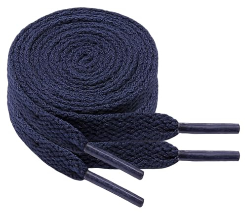 Vroxdrez Cordones Planos para Zapatillas y Sneakers, 8 mm de Ancho, Diseño Resistente, Variedad de Colores para Estilo Urbano y Deportivo 1 par. (Azul)