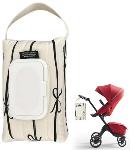 Wipes Holder,Wipe Containers Refillable Bag Dispenser | Refillable Organizer Bow Stripes Bag for Bedroom Living Room Bathroom Car Outdoor Travel Office Picnic Hiking Camping