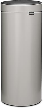 Brabantia Touch Bin Cubo de basura de cocina 30L (Soft Grey, con tapa extraíble y sistema de apertura suave, papelera cocina de fácil limpieza, incluye bolsas cubo basura reciclaje