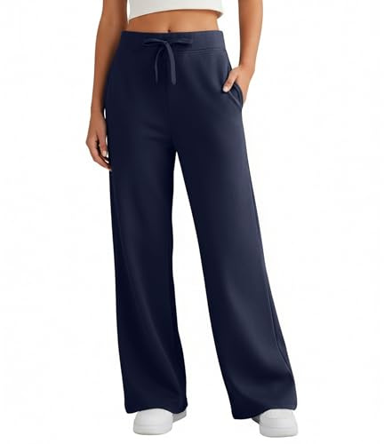 Neteson Pantaloni Yoga Donna Vita Alta Pantaloni Sportivi Gamba Larga | Pantaloni Della Tuta con Tasche Pantaloni Jogging Palestra Casual Fitness