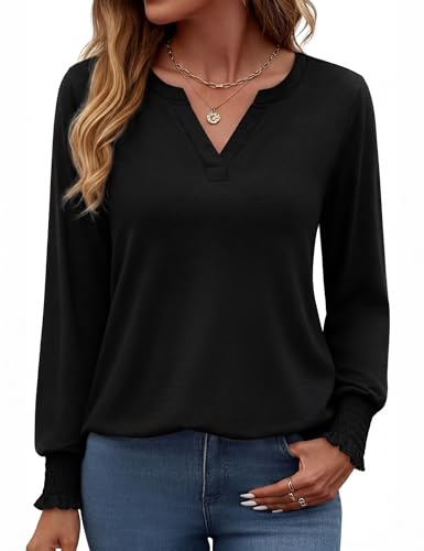 Gyabnw Women's V Neck Blouse Long Sleeve Dressy Style Summer Casual Wear