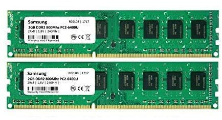 Samsung 4GB Dual-Channel KIT (2X 2GB) DDR2 800Mhz PC2-6400 240pin Desktop Arbeitsspeicher RAM Memory 3rd DIMM