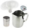 Barista Kit Includes Milk Thermometer, 600ml Milk Jug, Cocoa Shaker and 16 pc Stencil Set - Ideal For Coffee Latte Cappuccino Mocha