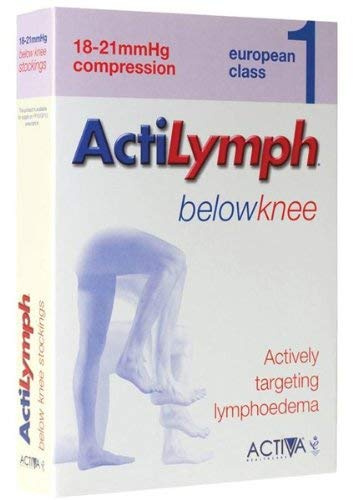 ActiLymph Class 1 Below Knee Closed Toe Compression Stockings 18-21 mmHg (Black, Large)